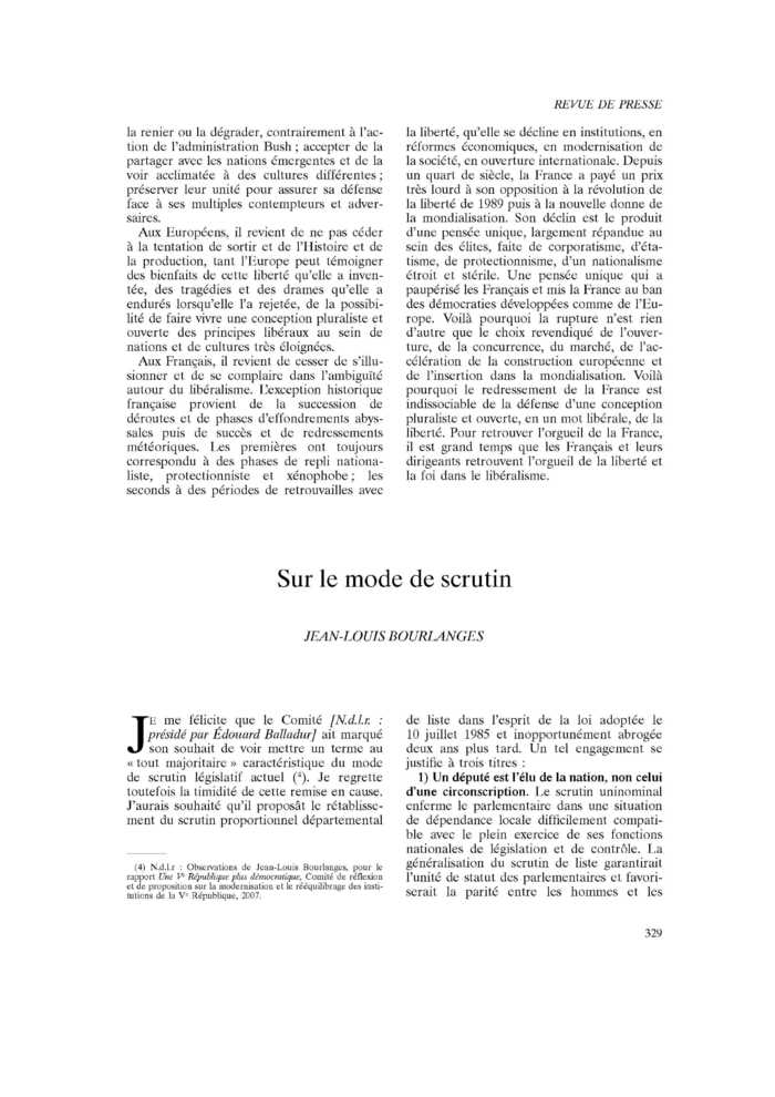 Sur le mode de scrutin
 – page 1
