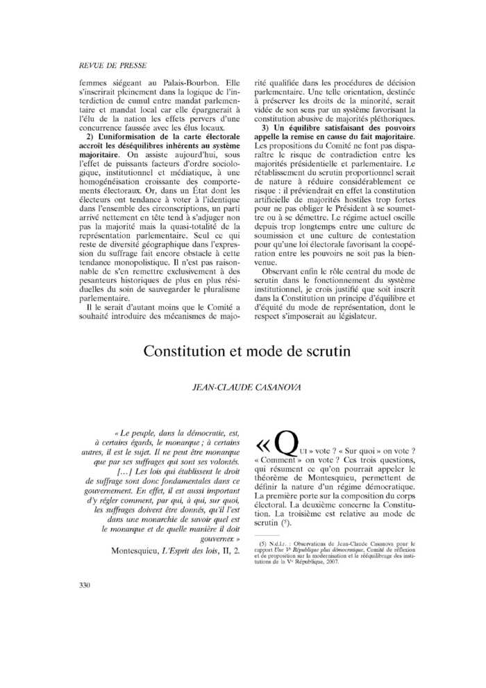 Constitution et mode de scrutin
 – page 1