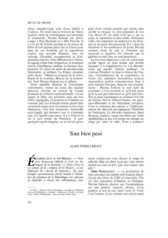 Tout bien pesé
 – page 1