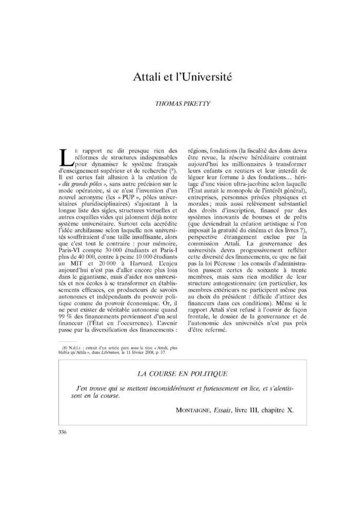 LA COURSE EN POLITIQUE
 – page 1