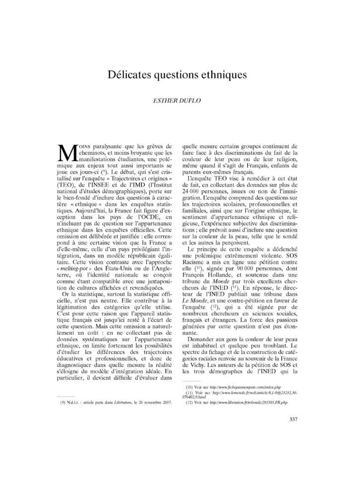 Délicates questions ethniques
 – page 1