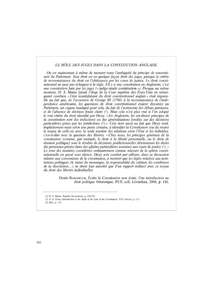 LE RÔLE DES JUGES DANS LA CONSTITUTION ANGLAISE
 – page 1