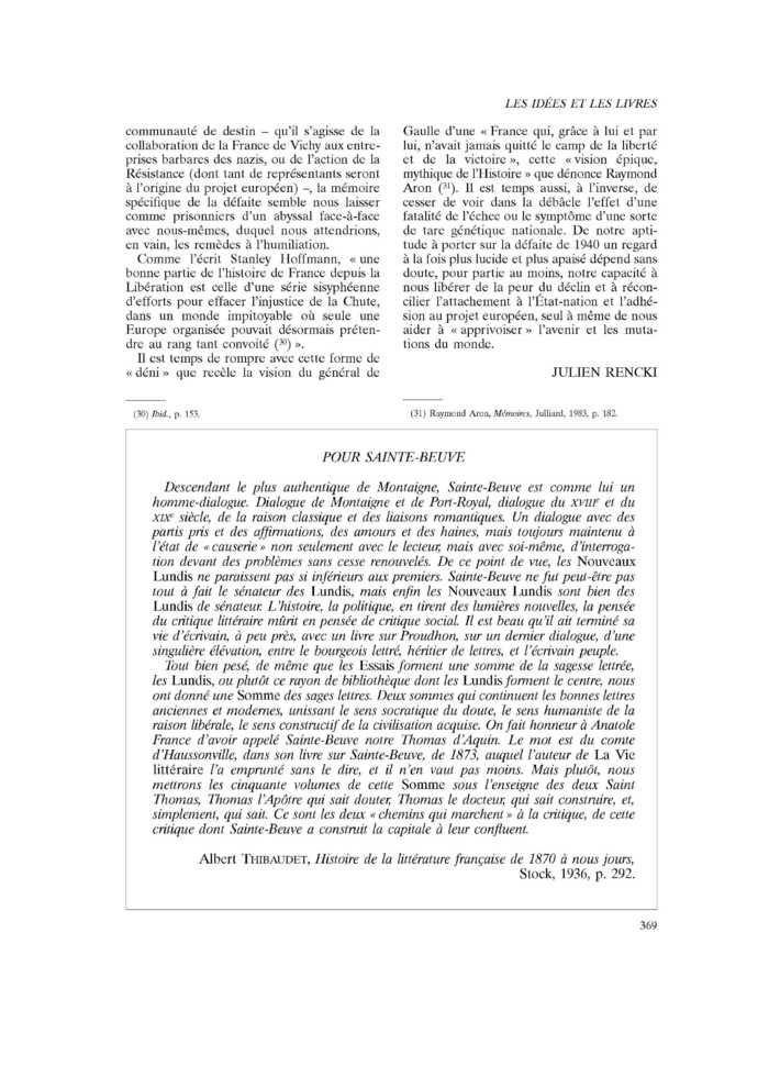 POUR SAINTE-BEUVE
 – page 1