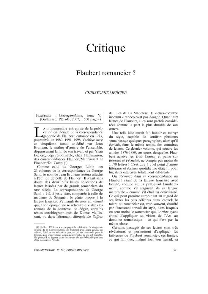 Flaubert romancier ?
 – page 1
