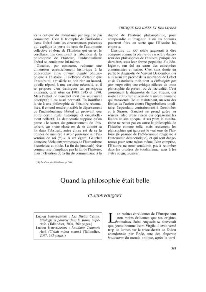 Quand la philosophie était belle
 – page 1
