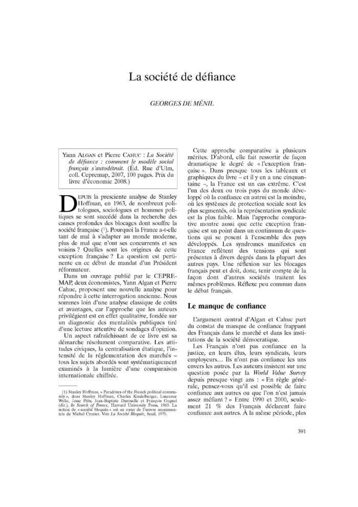 La société de défiance
 – page 1