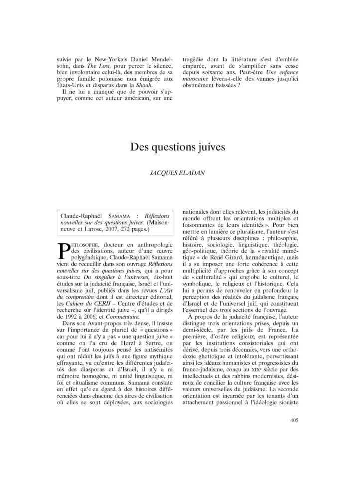 Des questions juives
 – page 1