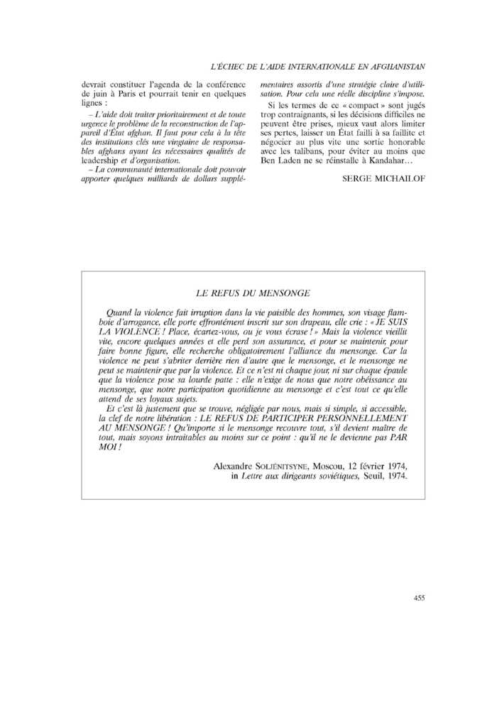 LE REFUS DU MENSONGE
 – page 1