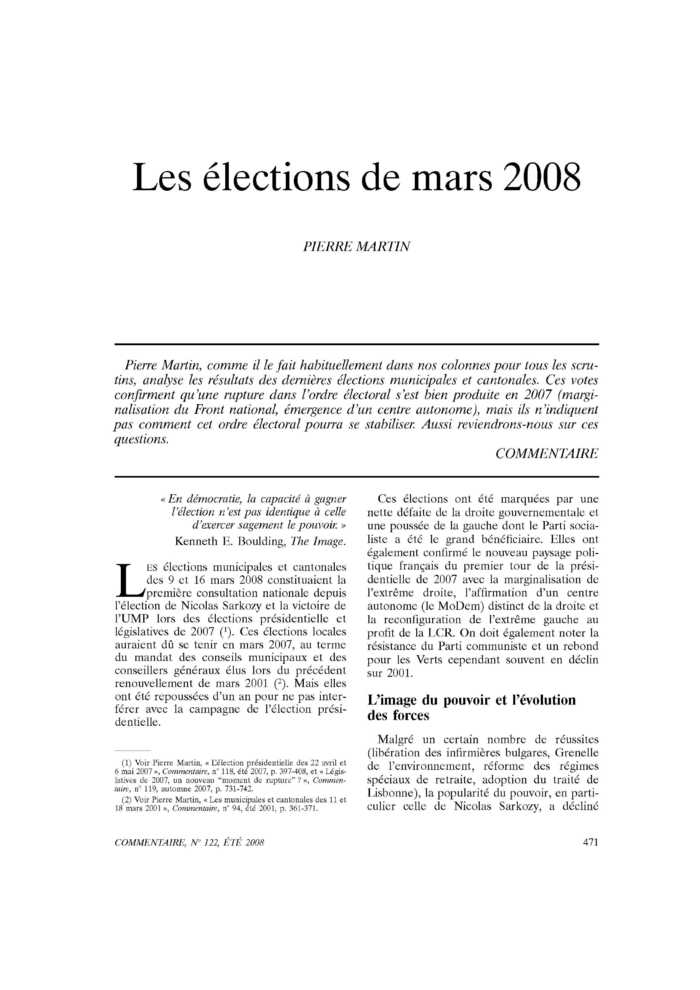 Les élections de mars 2008
 – page 1
