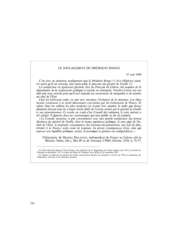 LE SOULAGEMENT DU PRÉSIDENT BONGO
 – page 1