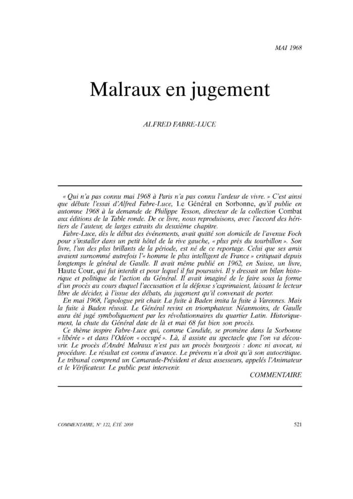 Malraux en jugement
 – page 1