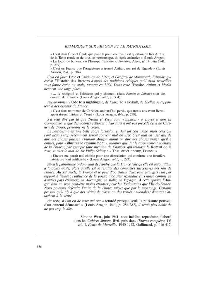 REMARQUES SUR ARAGON ET LE PATRIOTISME
 – page 1