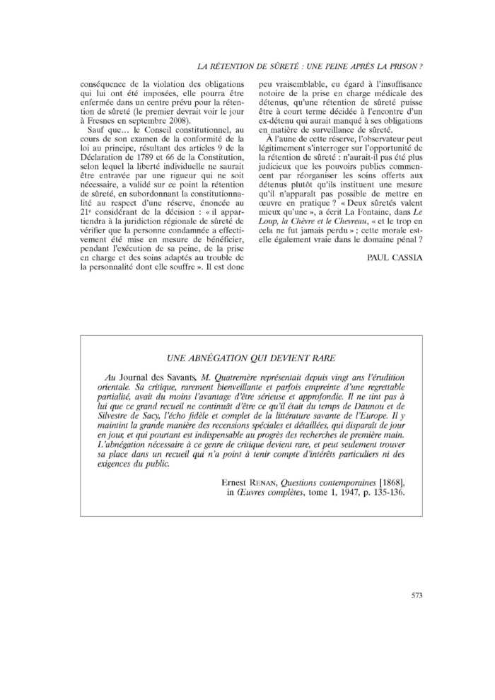 UNE ABNÉGATION QUI DEVIENT RARE
 – page 1