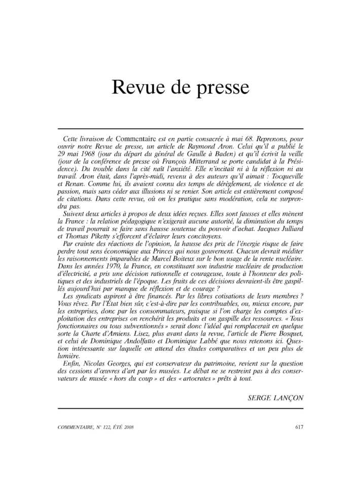 Revue de presse
 – page 1