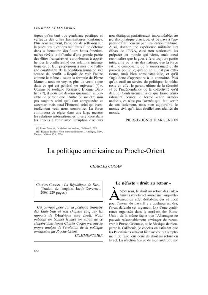 La politique américaine au Proche-Orient
 – page 1