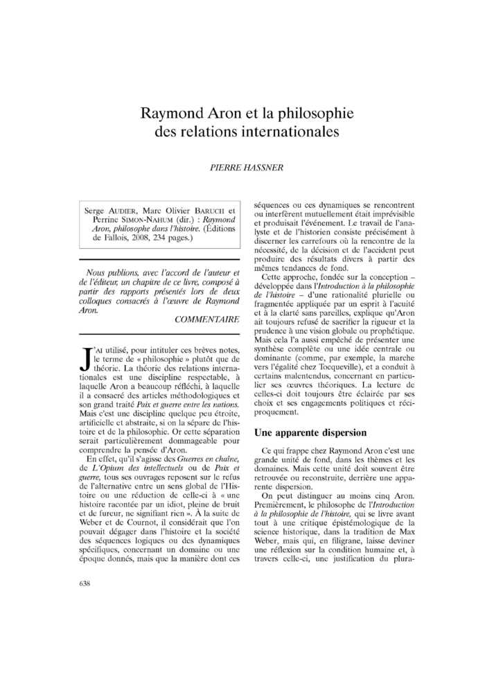 Raymond Aron et la philosophie des relations internationales
 – page 1