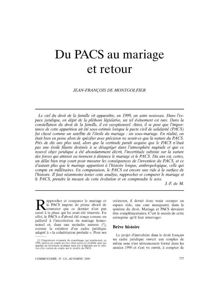 Du PACS au mariage et retour
 – page 1