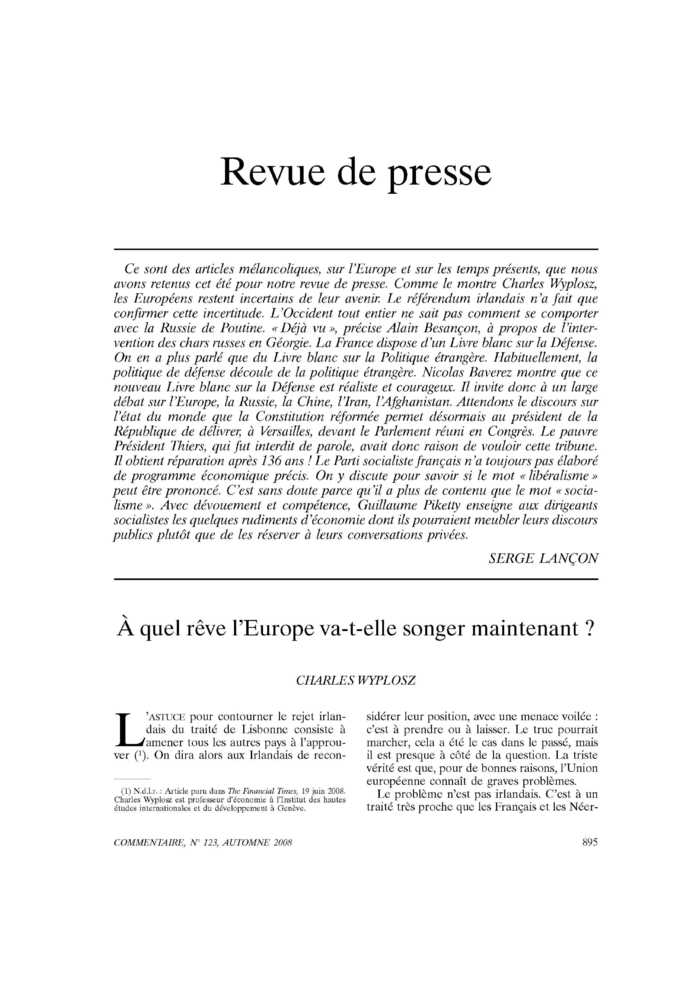 Revue de presse
 – page 1
