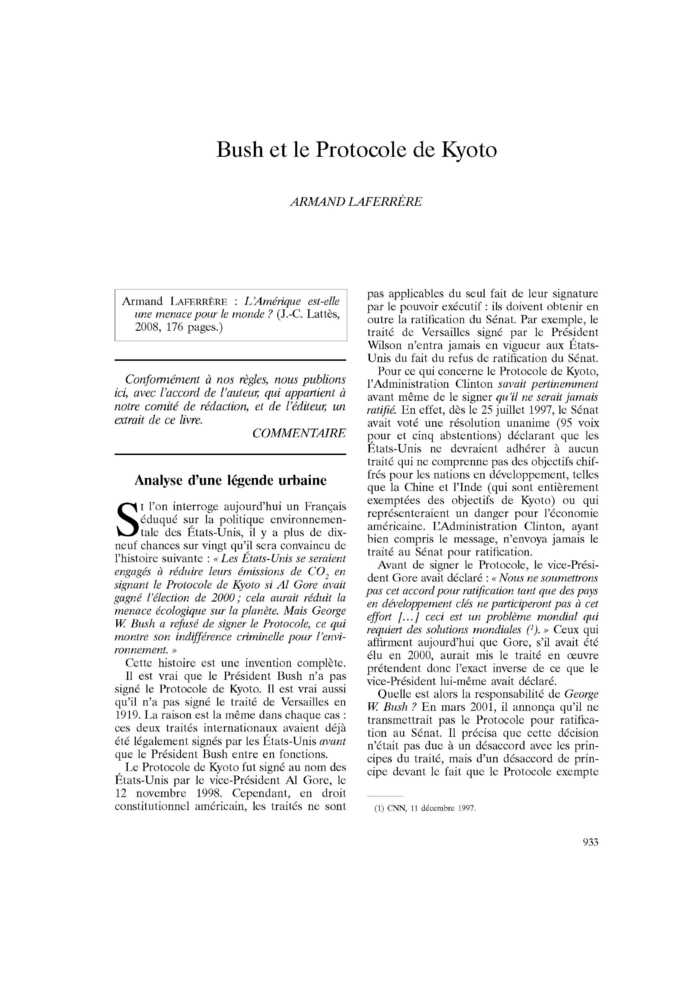 Bush et le Protocole de Kyoto
 – page 1