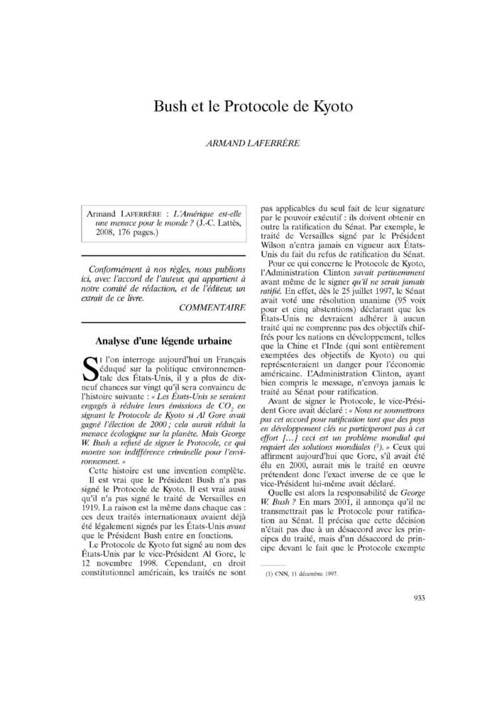 Bush et le Protocole de Kyoto
 – page 1