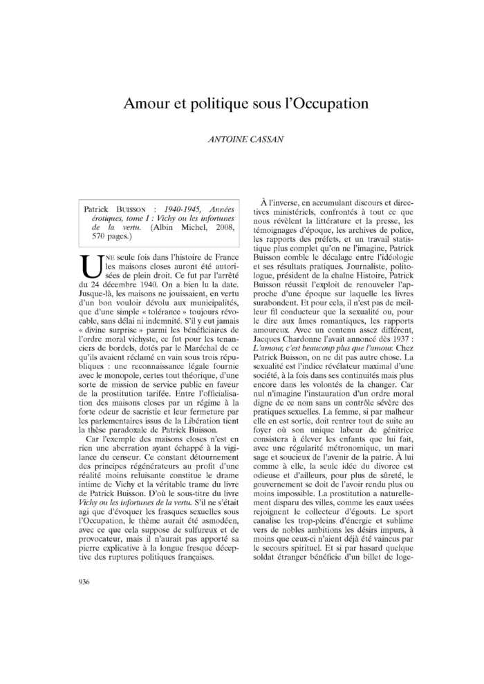 Amour et politique sous l’Occupation
 – page 1