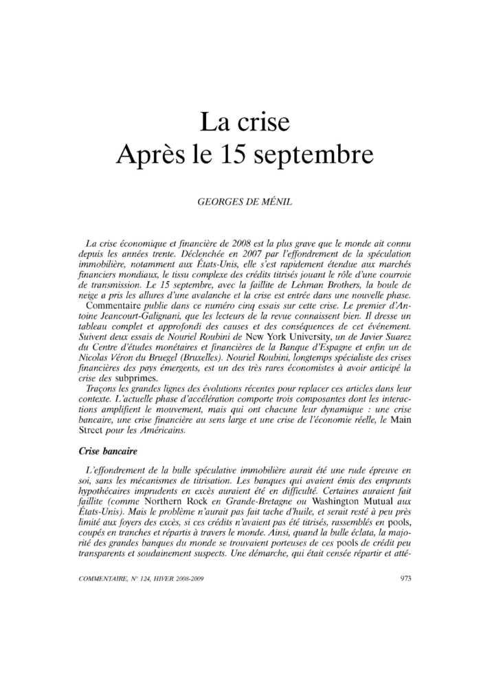 La crise. Après le 15 septembre
 – page 1