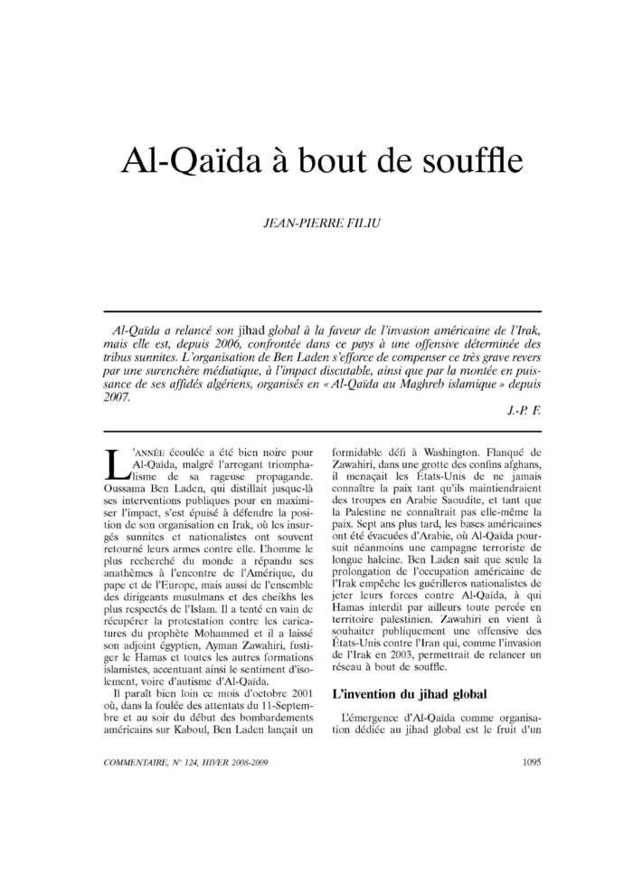 Al-Qaïda à bout de souffle
 – page 1