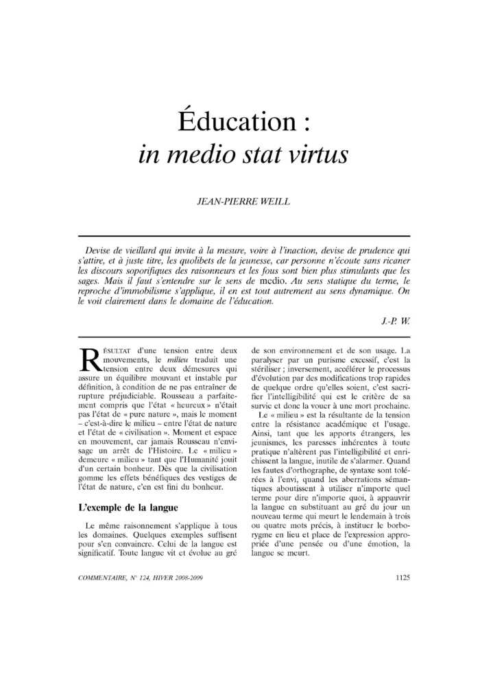 Éducation : in medio stat virtus
 – page 1