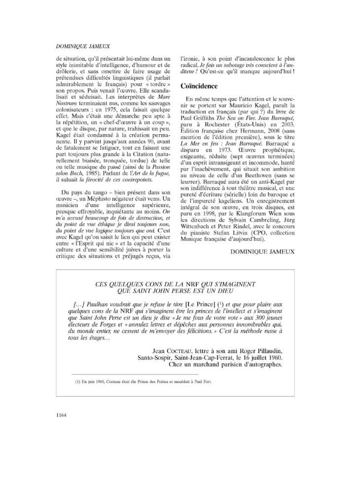 CES QUELQUES CONS DE LA NRF QUI S’IMAGINENT QUE SAINT JOHN PERSE EST UN DIEU
 – page 1