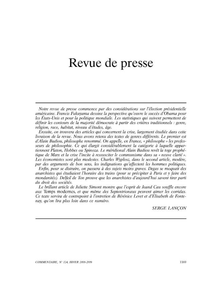 Revue de presse
 – page 1
