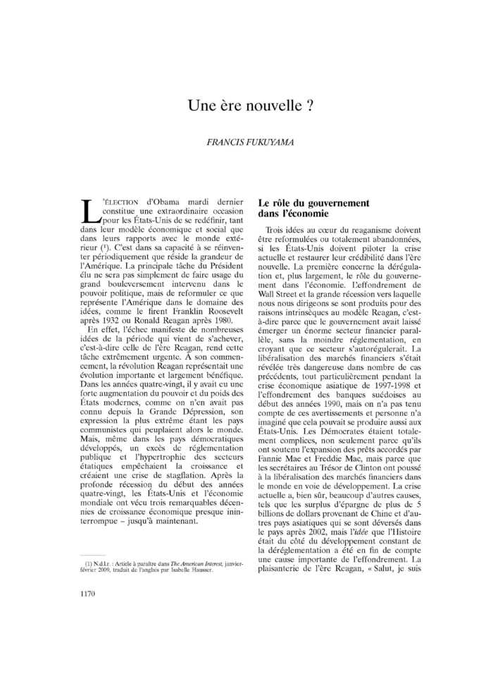 Une ère nouvelle ?
 – page 1