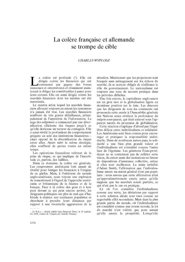 La colère française et allemande se trompe de cible
 – page 1
