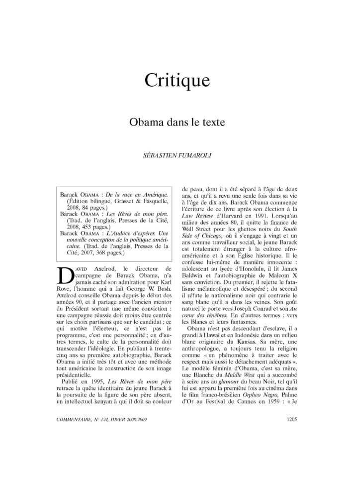 Obama dans le texte
 – page 1