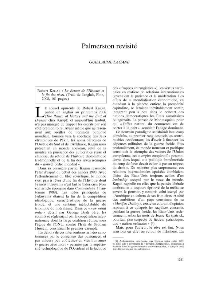 Palmerston revisité
 – page 1