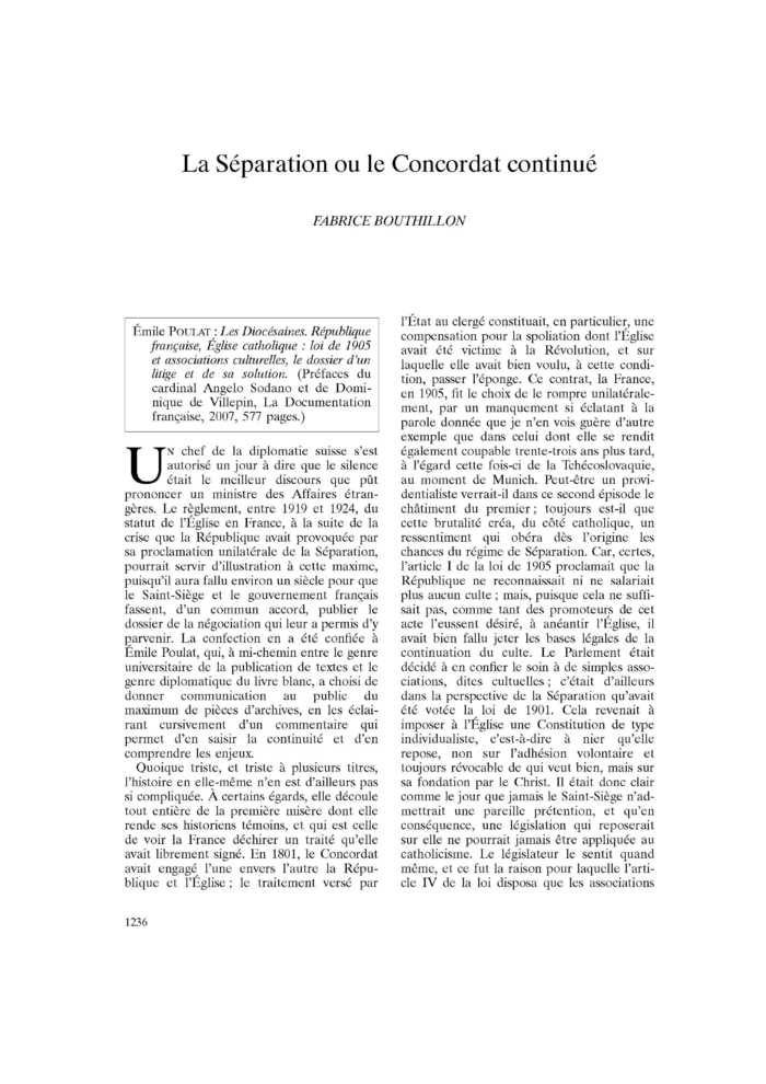 La Séparation ou le Concordat continué
 – page 1