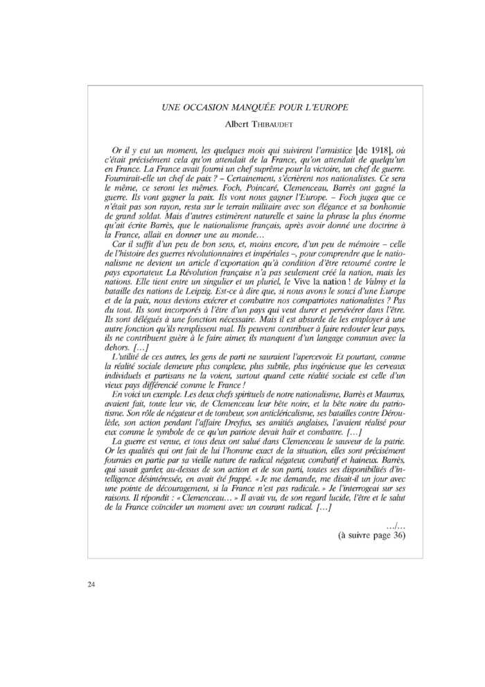 UNE OCCASION MANQUÉE POUR L’EUROPE
 – page 1