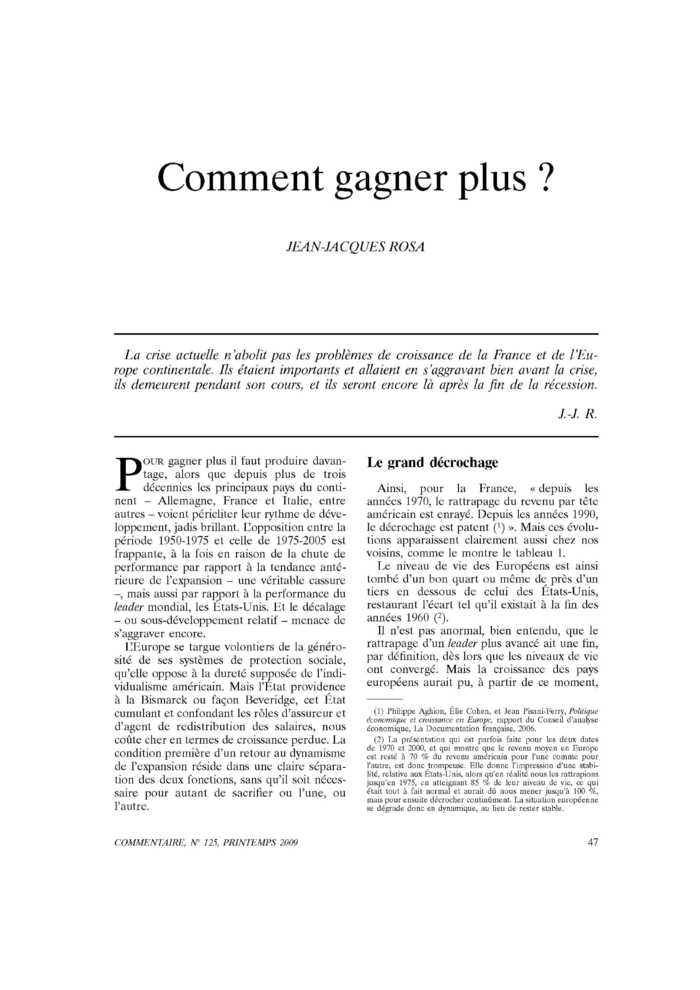 Comment gagner plus ?
 – page 1