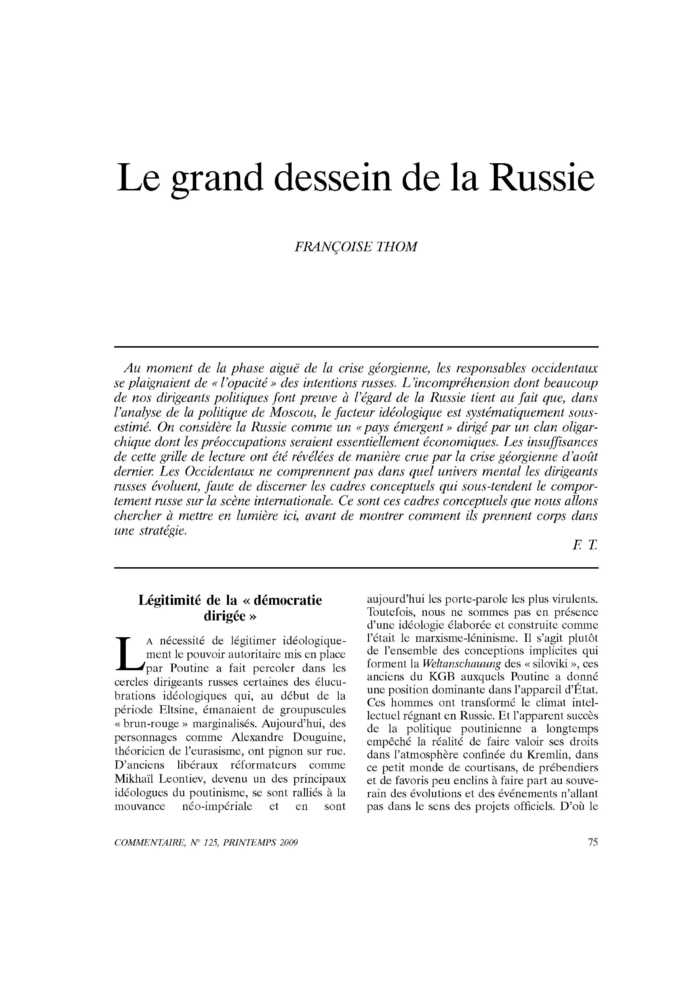 Le grand dessein de la Russie
 – page 1
