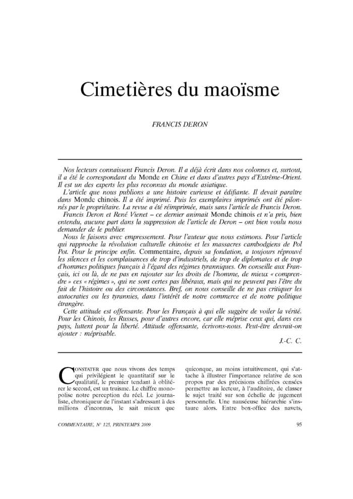 Cimetières du maoïsme
 – page 1