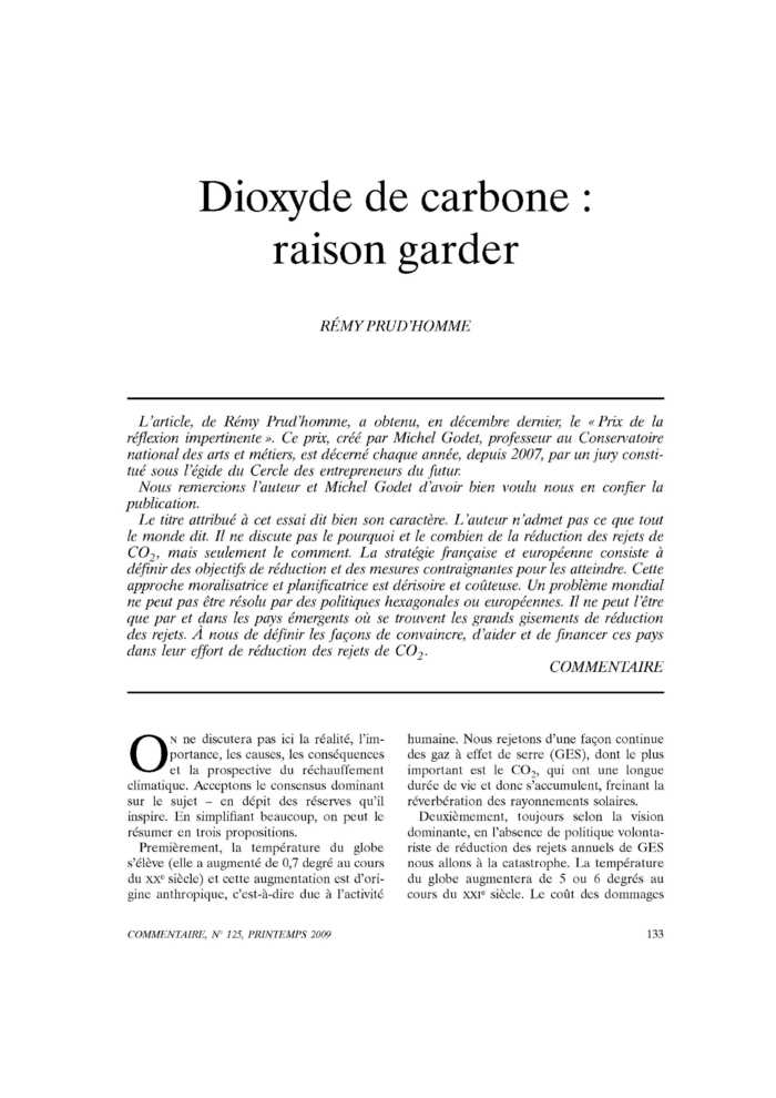 Dioxyde de carbone : raison garder
 – page 1
