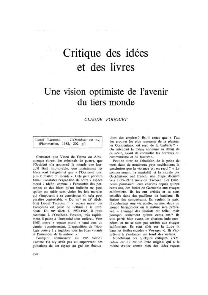 Une vision optimiste de l’avenir du tiers monde
 – page 1
