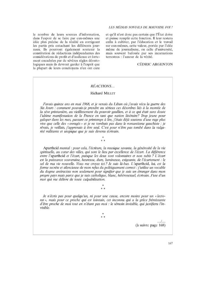 RÉACTIONS…
 – page 1