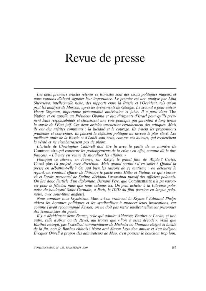 Revue de presse
 – page 1