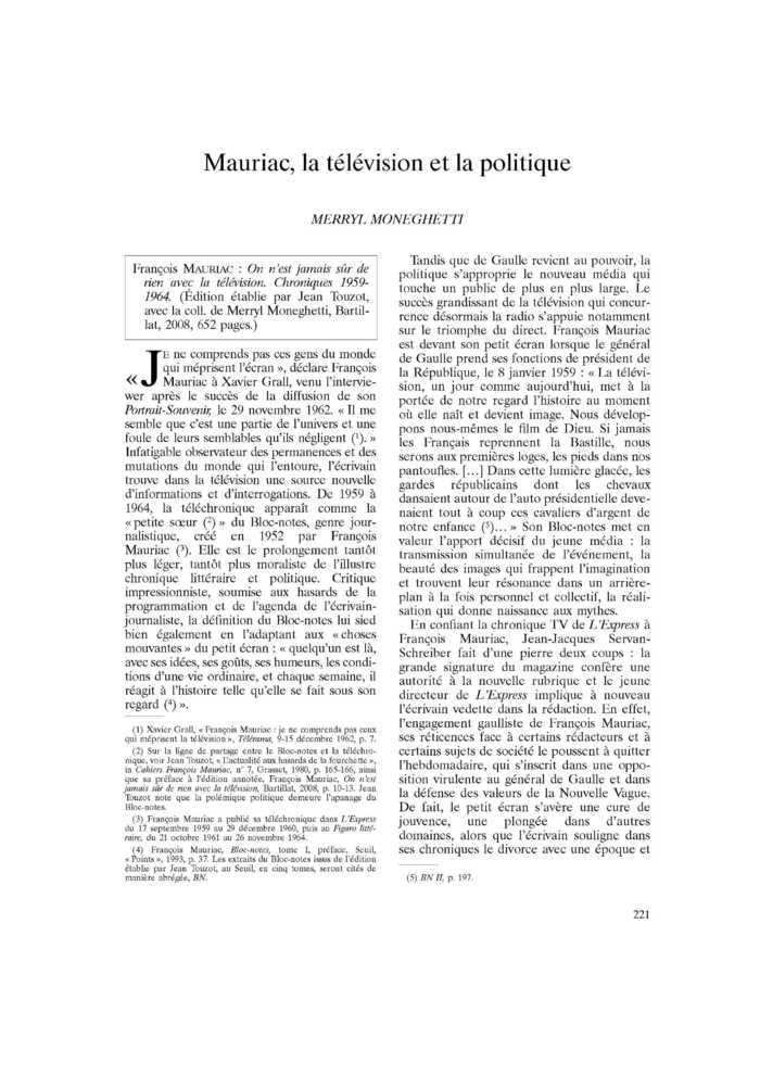 Mauriac, la télévision et la politique
 – page 1