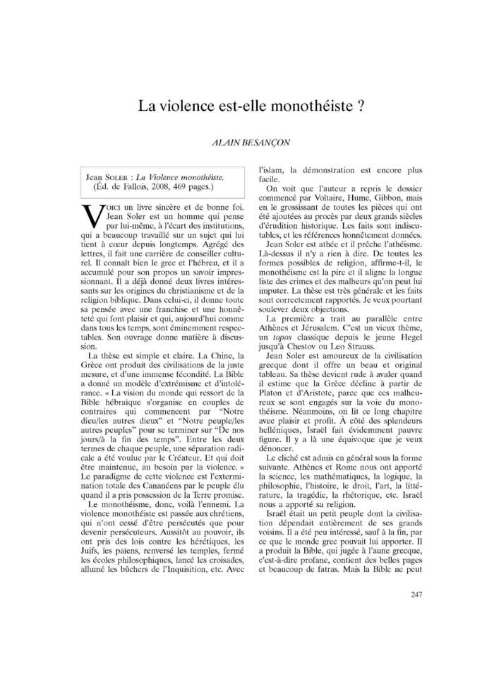 La violence est-elle monothéiste ?
 – page 1