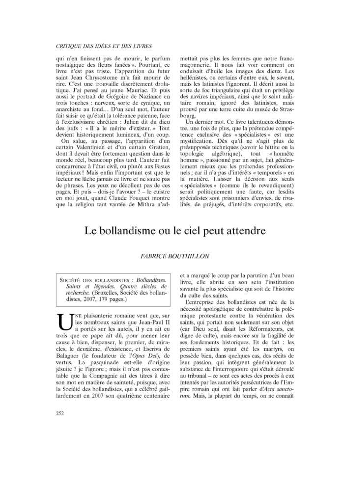 Le bollandisme ou le ciel peut attendre
 – page 1