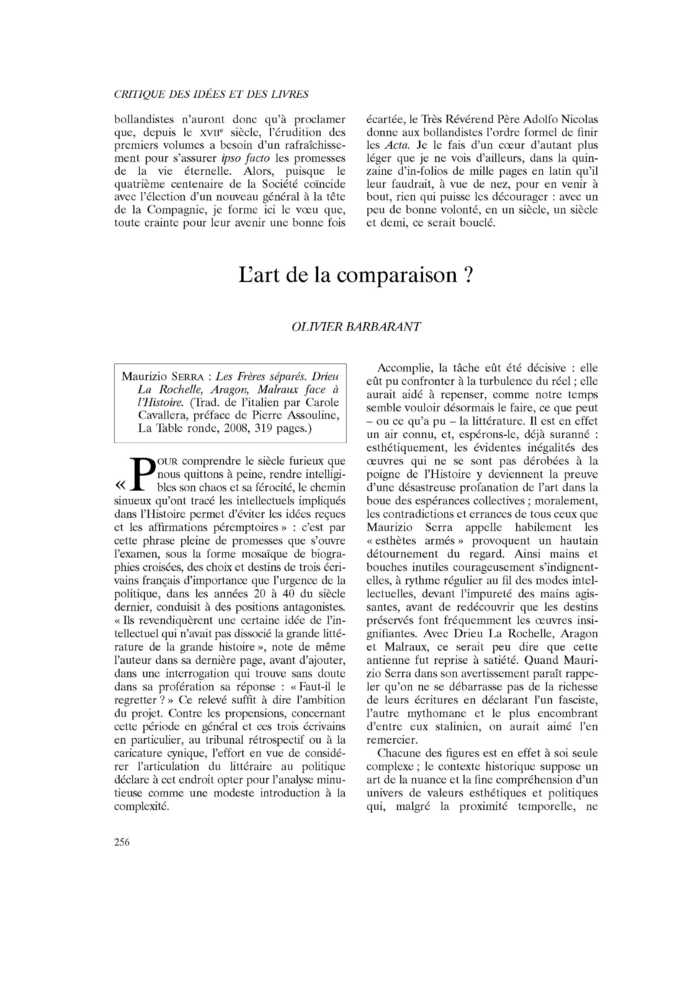 L’art de la comparaison ?
 – page 1