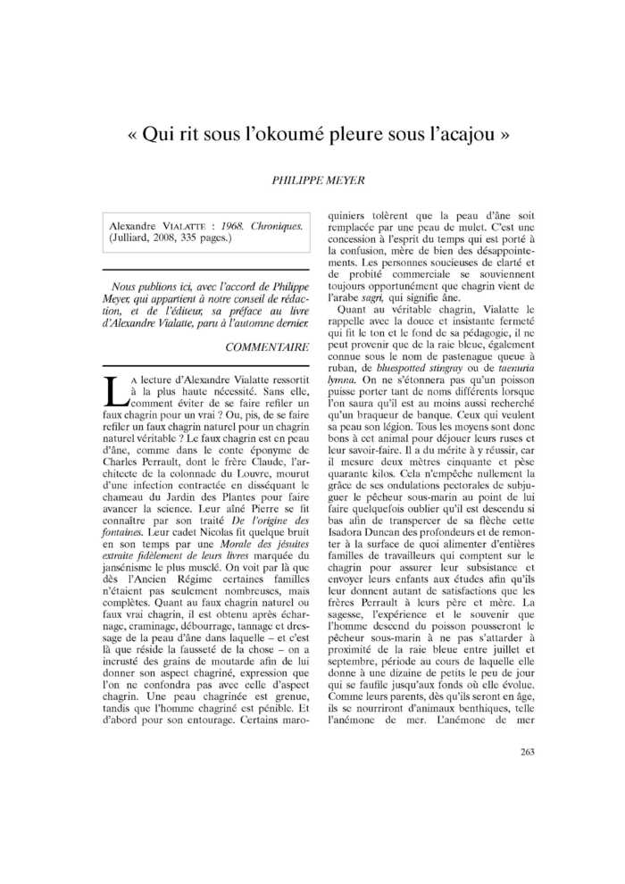 « Qui rit sous l’okoumé pleure sous l’acajou »
 – page 1