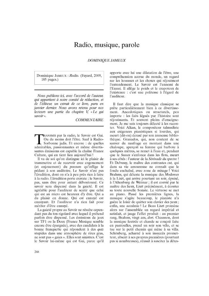 Radio, musique, parole
 – page 1