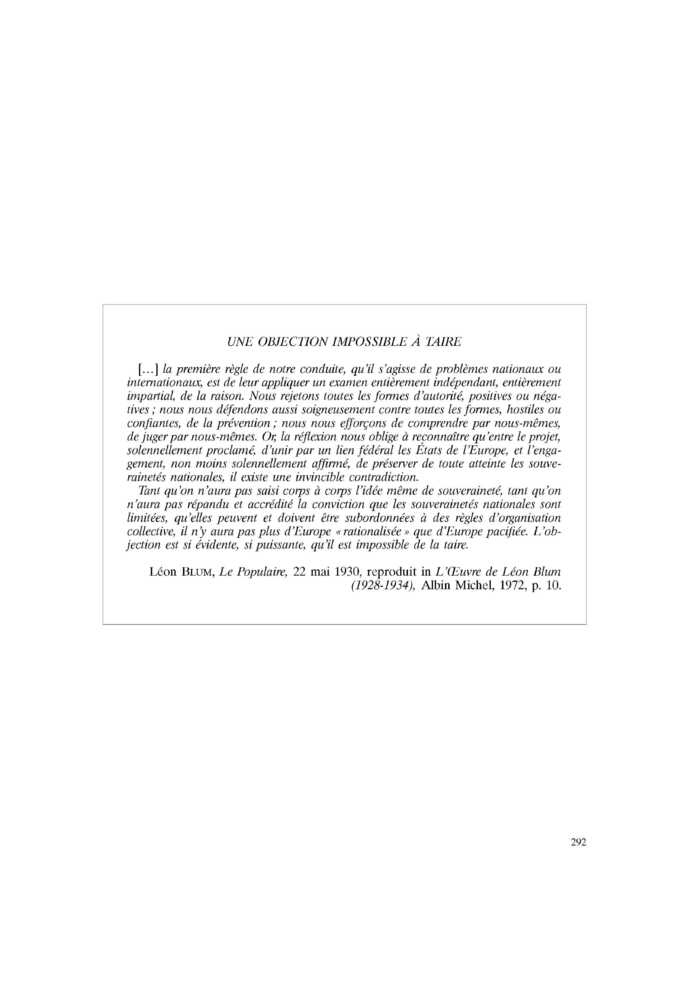 UNE OBJECTION IMPOSSIBLE À TAIRE
 – page 1